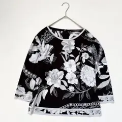 美品✨LEONARD レオナール 半袖カットソー カンカン素材 花柄 42