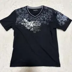 00年代 语义设计 英文字母 花纹 V领 短袖T恤