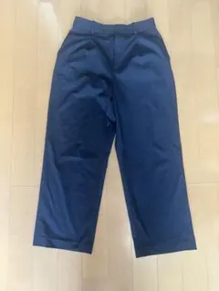 [ほぼ新品]Uniqloストライプ ネイビー ワイドパンツ
