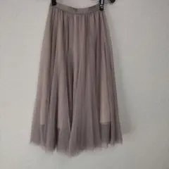 マジェスティックレゴン　グレー チュール ロングフレアスカート