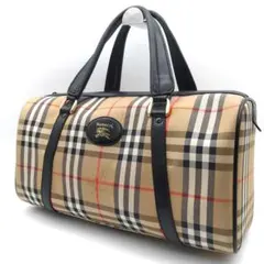 バーバリー　ミニボストンバッグ　ノバチェック　ホースロゴ　シャドーホース