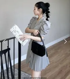 値下げしました！ ROYAL PARTYパフスリーブジャケットプリーツミニワンピ