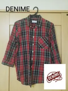 美品　チェックシャツ　Denime　アメカジ　七分袖　シャツのサムネイル