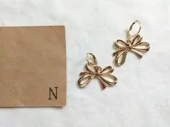 ダブルリボンピアス　着画あり　イヤリング　ハンドメイドピアス