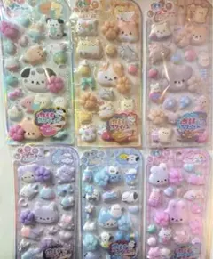 正規品　もちプニューステッカー　肉球スクイーズ付き　大人気6枚セット