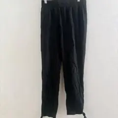 カジュアルパンツ【S】ブラック 無地 レディース 細見え リボン付き デート