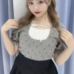 evelyn 半袖クシュリブTP チャコール トップス