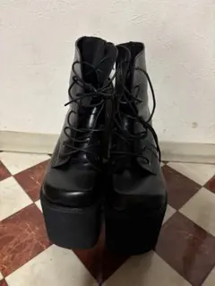 コスプレ 男装 厚底 ブーツ 黒 ブラック シークレットブーツ タオバオ