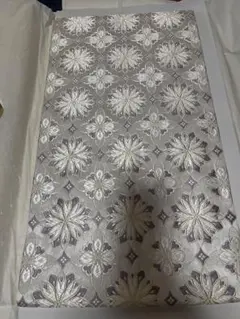 花柄刺繍 袋帯 シルバー系