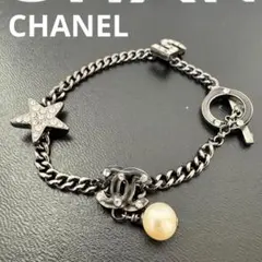 【美品】シャネル CHANEL ブレスレット ラインストーン ココマーク パール