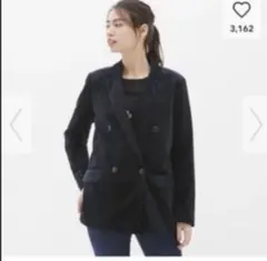 ネイビー ベルベット テーラードジャケット　ジーユー　ベロアジャケット