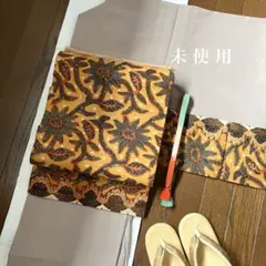 未使用 オールドインドネシアバティック 総柄ジャワ更紗九寸名古屋帯 1点物 希少