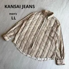 【KANSAI JEANS】 マルチストライプシャツ 柄シャツ 長袖シャツ LLのサムネイル
