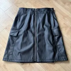 【Avail】レディースフェイクレザーフロントジップミニスカート