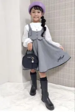 メゾピアノ　千鳥柄　ジャンパースカート　140