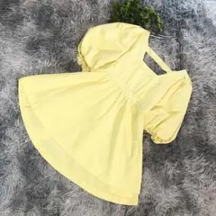 アイランド【S相当】イエロー パフスリーブ スクウェアネック ミニワンピース