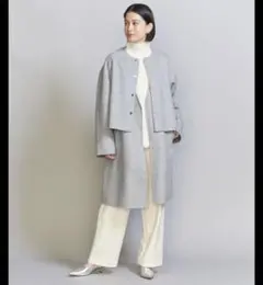ノーカラー リバー コート　3WAY ジャケット　ベスト　ジレ