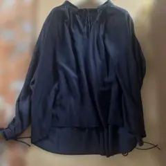 Spick &span ネイビー 長袖ブラウス ギャザー リボン