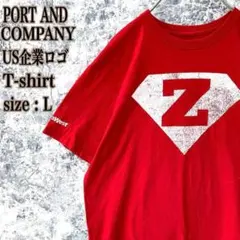 IT57 US古着ポートアンドカンパニーUS企業バックロゴアニマル柄半袖Tシャツ
