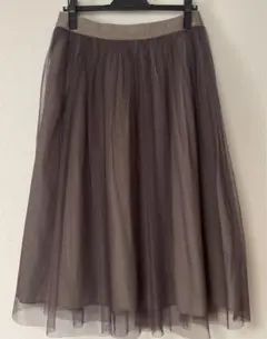 チュールスカート　膝下丈　くすみパープル