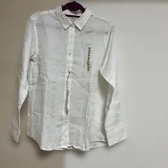 新品　無印良品リネン ホワイト 長袖シャツ M
