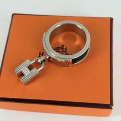 エルメス Hカデナ スカーフリング シルバー ブラック　箱付き