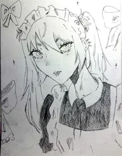 メイドキャラクター 鉛筆画