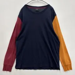 ポールスミス/袖配色切り替え/長袖Tシャツ/袖ボーダー柄/サイドスリット/Lのサムネイル