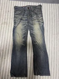 フレアデニムパンツ ダークブルー