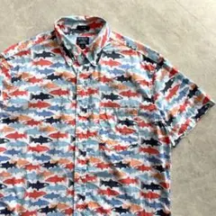 J.CREW 総柄 半袖 ボタンダウン シャツ M 魚 Jクルー ストレッチのサムネイル
