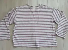 GRL ボーダーカットソー　変形　ピンク