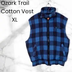 オザークトレイル チェック柄 コットンベスト XL ブルー アメリカ古着