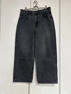 GU ダークグレー ワイドパンツ/32