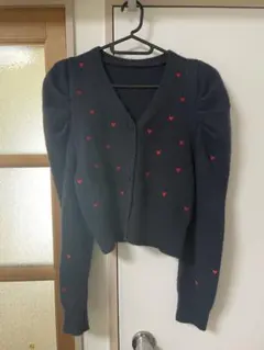fit moreハート柄刺繍カーディガン ネイビー F