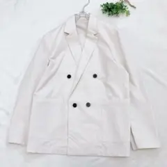 美品✨ダブルブレストジャケット　アイボリー　薄手　アウター　ゆったり　春先　M