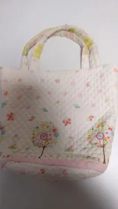 キルティング花柄バッグ大