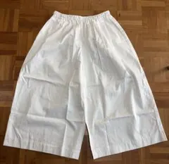 ホワイト ワイドパンツ ゴムウエスト