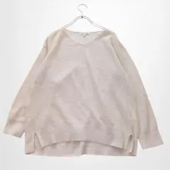 グローバルワーク Vネック長袖ニット ゆったり オーバーサイズ カシミヤ混