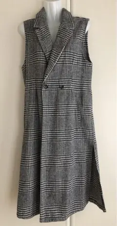 チェック柄ノースリーブロングワンピース