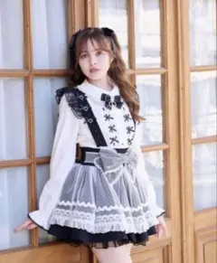 美品♡リズリサ♡メイドライクサスペンダー付スカート♡ブラック