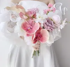 アーティフィシャルフラワーブーケ　胡蝶蘭　テラコッタ　前撮り　結婚式