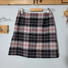 ノリーズ【M】シャギー タータンチェック 台形ミニスカート 暖か 細見え 可愛い
