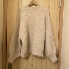ZARAシャギー ピンクベージュニットセーター 長袖 S