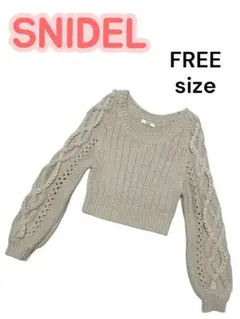 SNIDEL ケーブル編み ショート丈 長袖ニット FREE size ベージュ