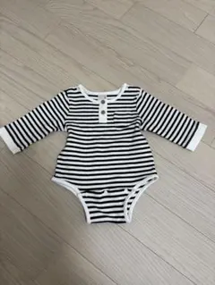 petit main ボーダー柄ロンパース 80
