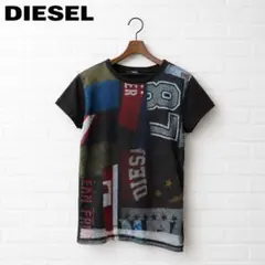 【希少】DIESEL レイヤード 総柄 半袖Tシャツ ブラック XSのサムネイル