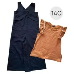 ジーユー サロペット グリーンレーベルリラクシング カットソー 140 女の子