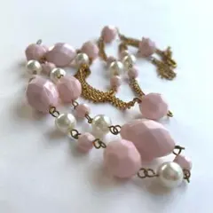 未使用⭐︎ロングネックレス ピンクビーズ ゴールド アクセサリーのサムネイル