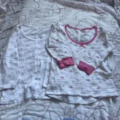 花柄、ハート柄長袖アンダーシャツ2枚セット　110