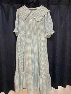 青木美沙子　しまむら　チェックワンピース　水色　4Lのサムネイル